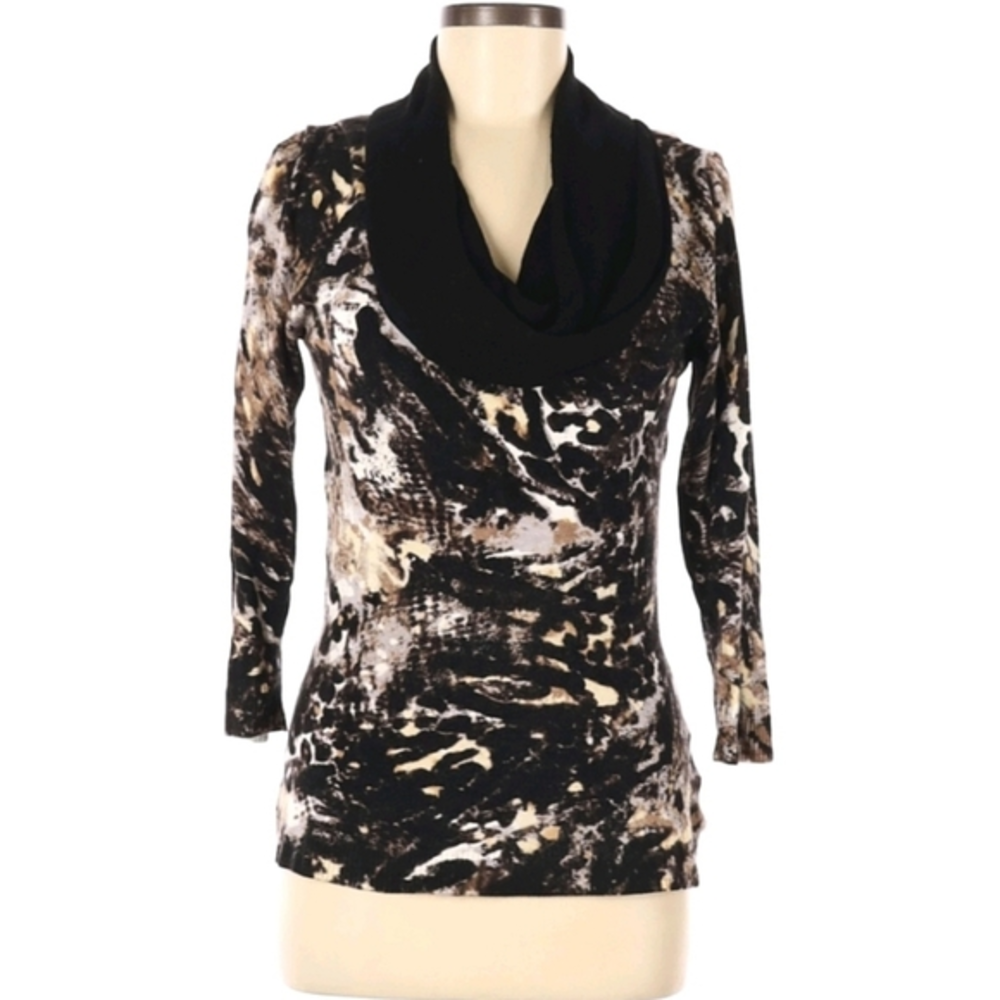 Animal Top Size Medium Cowel‎ Neck Soft Fashion Black Stretch Shirt